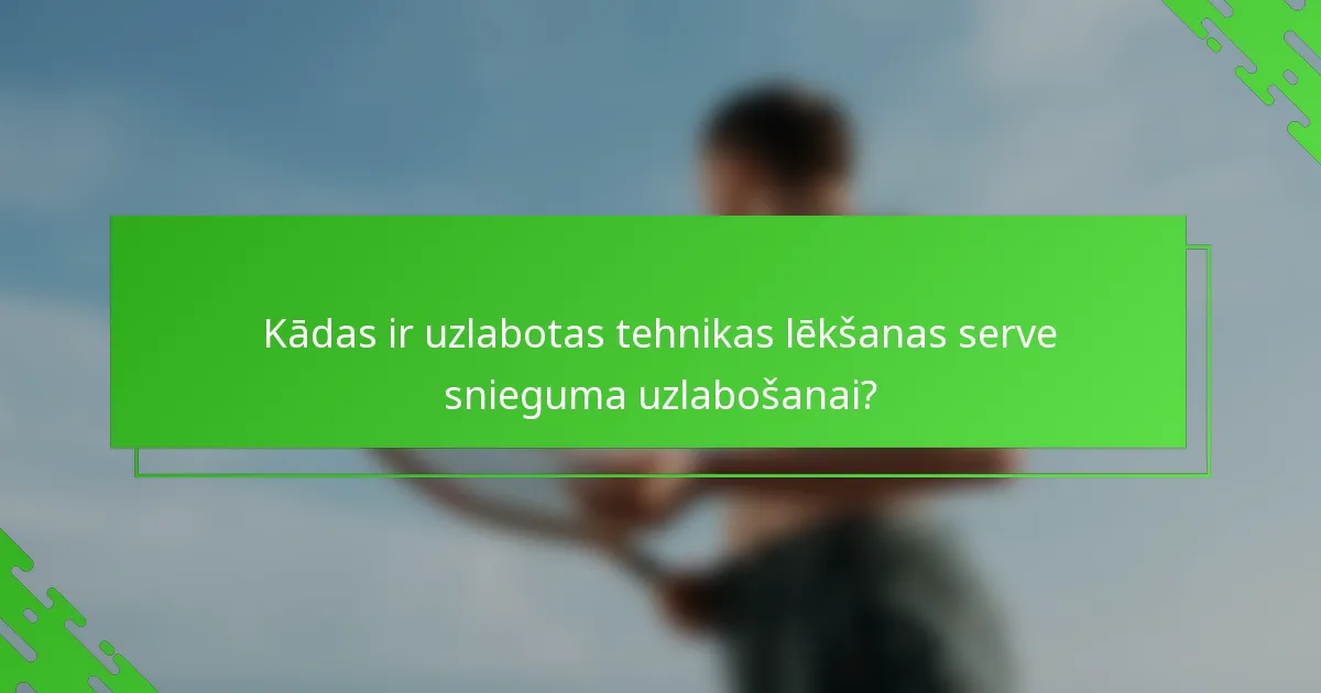 Kādas ir uzlabotas tehnikas lēkšanas serve snieguma uzlabošanai?